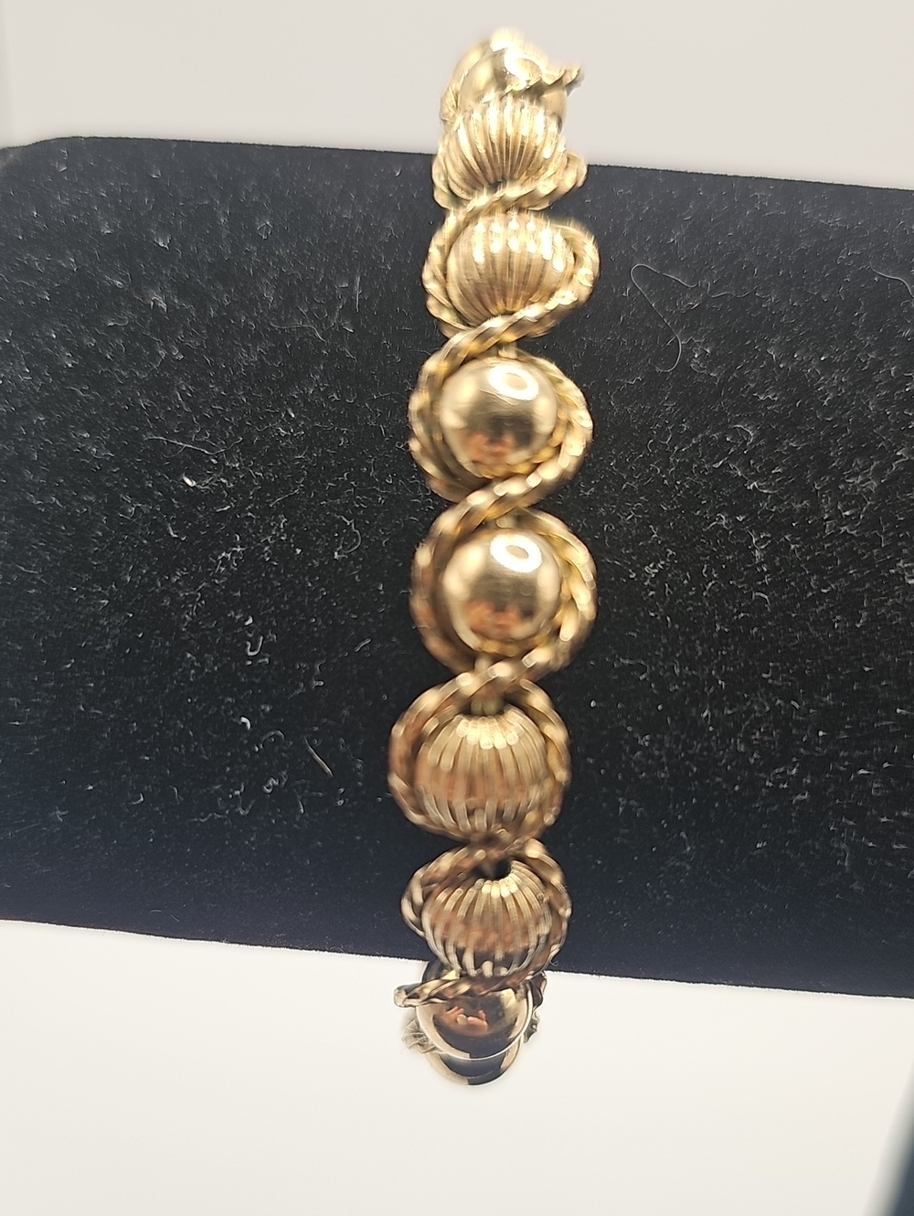 Gold Filled Sculpted Bead Bracelet - Elegant Women’s Jewelry. Beads Wraped.